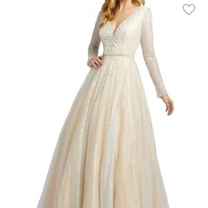 Mac Duggal Embellished Deep V-Neck Gown